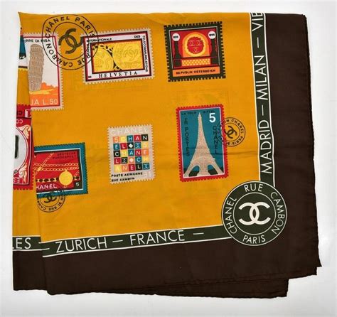 vintage chanel wool post stamp scarf